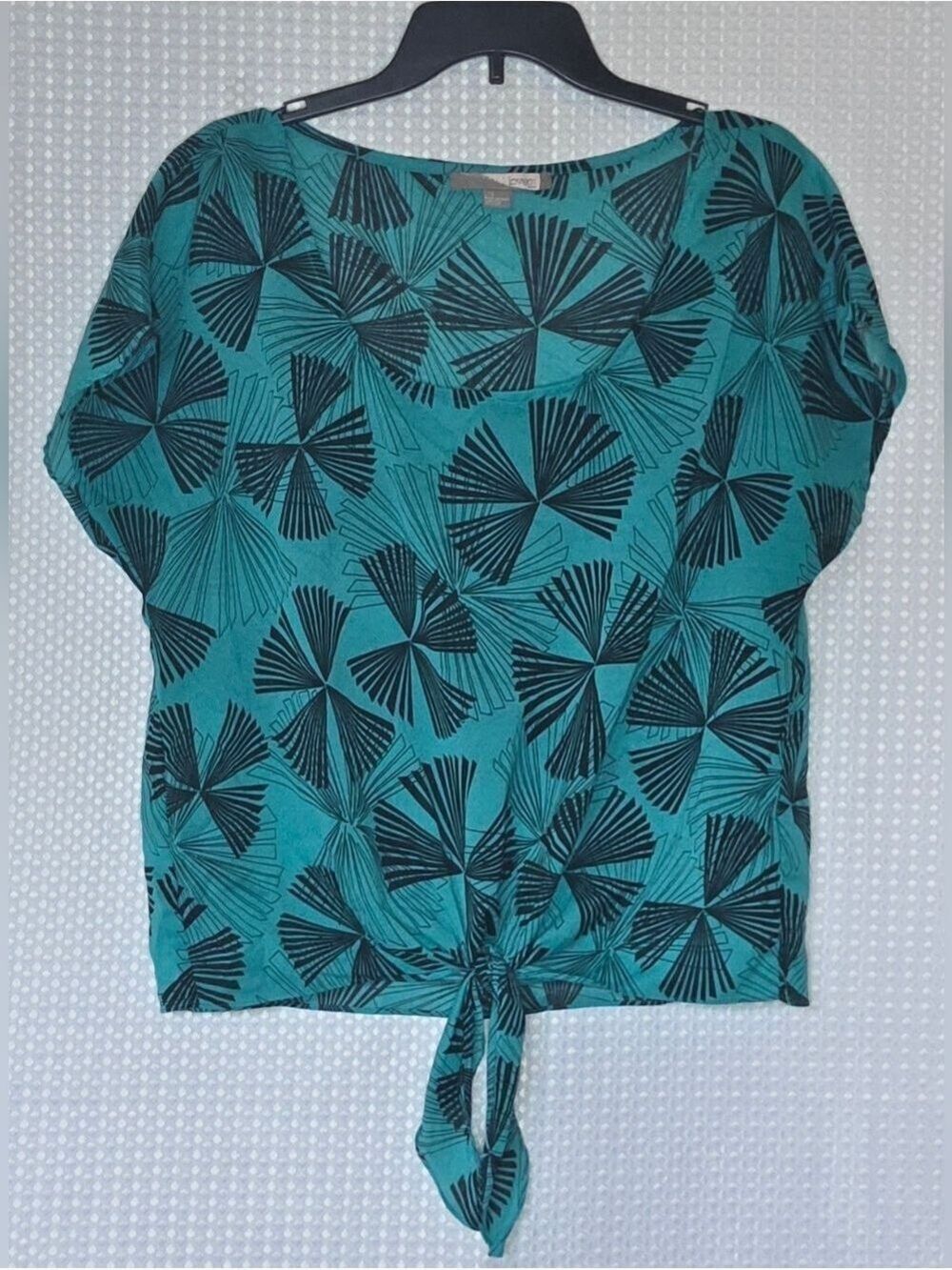 Teal Sheer Tie Front Blouse, Lightweight Summer Shirt - Picture 3 of 10